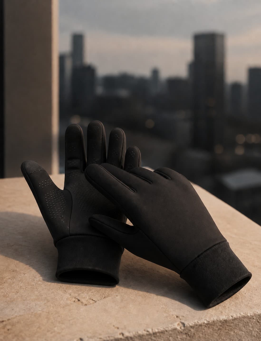 Aerynx X2 Daily gloves in a warm-toned editorial product scene