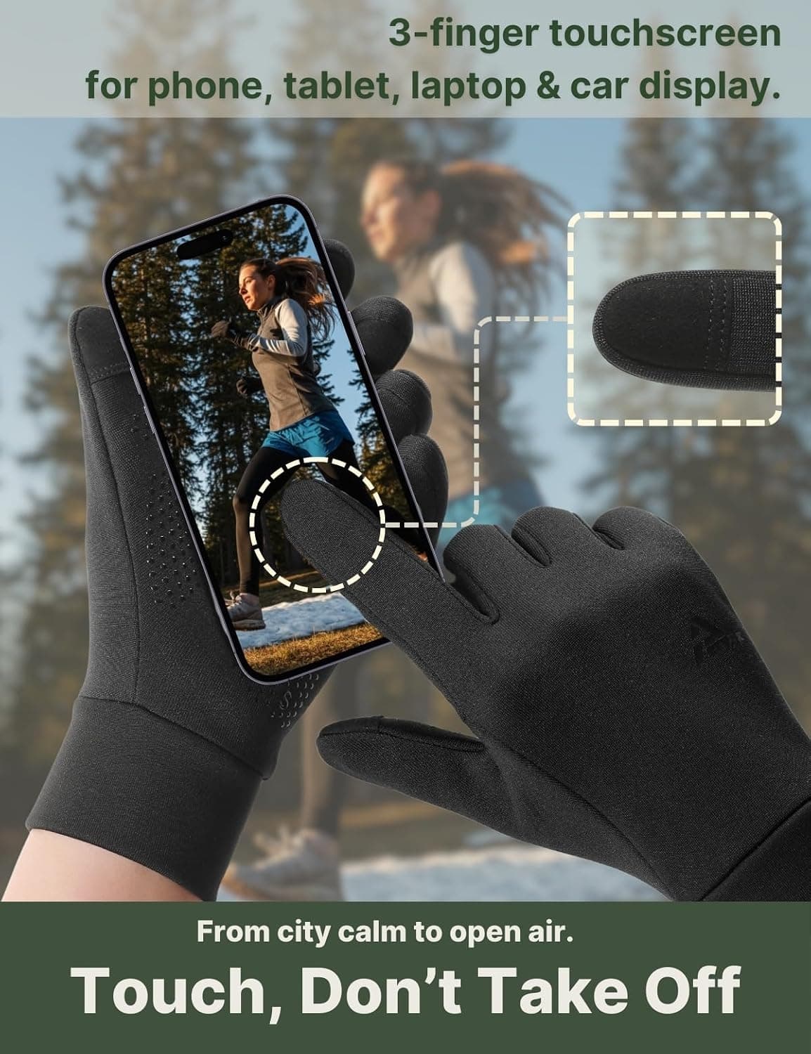 Aerynx X1 Lite glove demonstrating touchscreen use